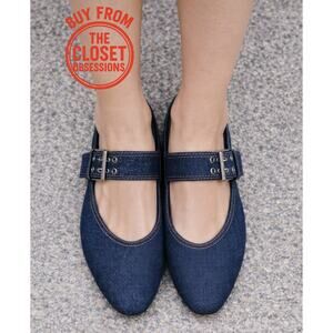 ZARA Denim Mary Jane Flats NWT | Blue Ballet Flats | Size 7.5